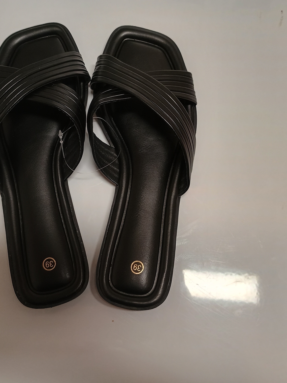 Black Women's Slide Sandals - Stylish Cross Strap